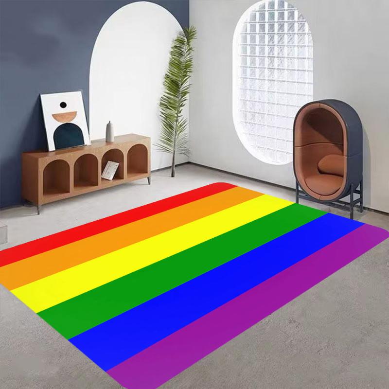 Rainbow Flannel Floor Mat Non Slip Carpet Soft