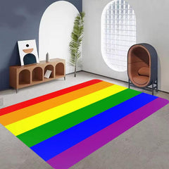 Rainbow Flannel Floor Mat Non Slip Carpet Soft