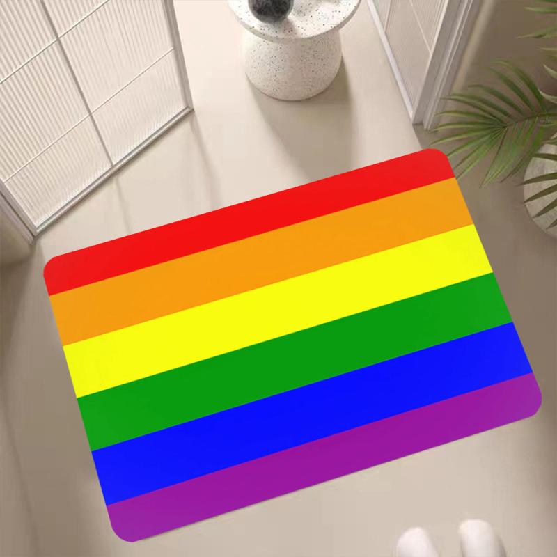 Rainbow Flannel Floor Mat Non Slip Carpet Soft