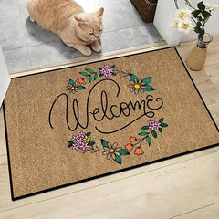 Letter & Flower Pattern Rug Modern Polyester Door Mat Fall Home Decor