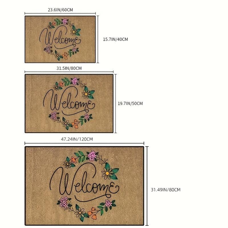 Letter & Flower Pattern Rug Modern Polyester Door Mat Fall Home Decor