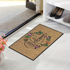 Letter & Flower Pattern Rug Modern Polyester Door Mat Fall Home Decor
