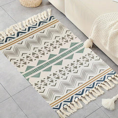Handwoven Cotton Kitchen Rug Geometric Bohemia