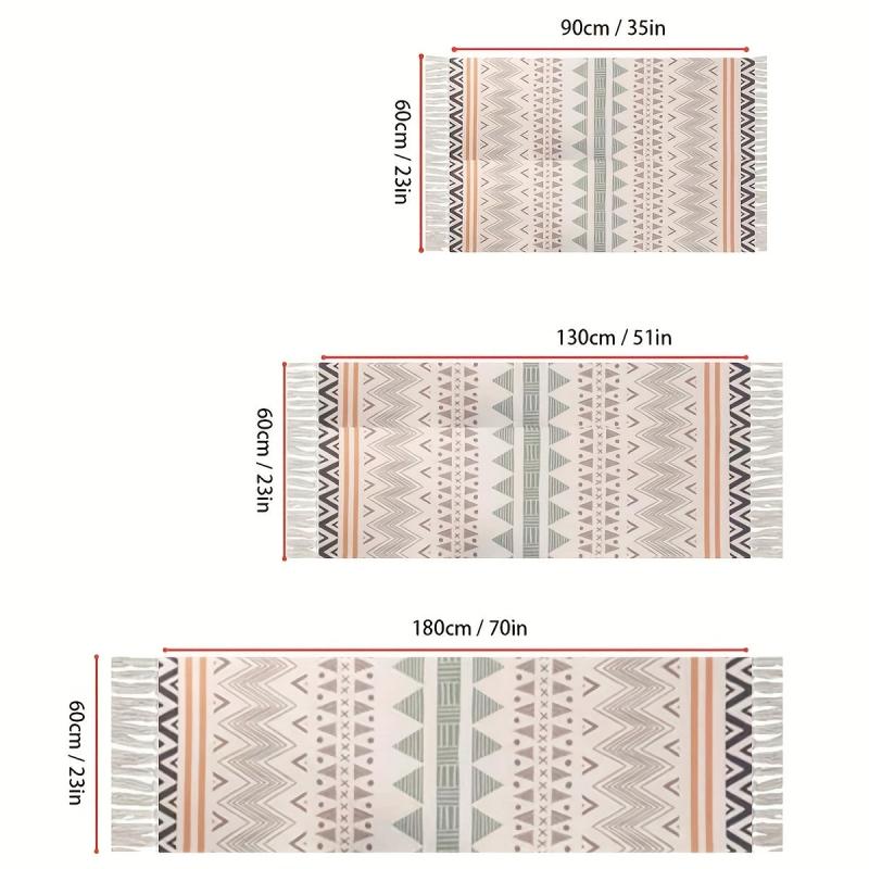 Handwoven Cotton Kitchen Rug Geometric Bohemia
