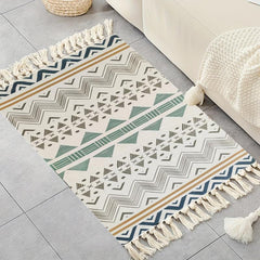 Handwoven Cotton Kitchen Rug Geometric Bohemia