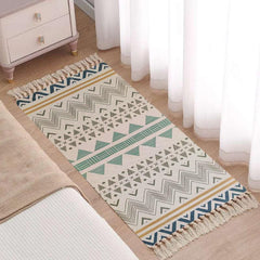 Handwoven Cotton Kitchen Rug Geometric Bohemia