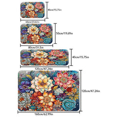 Bohemian Watercolor Floral Kitchen Strip Mat