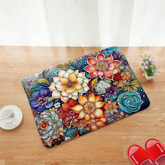 Bohemian Watercolor Floral Kitchen Strip Mat
