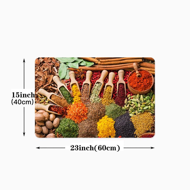 Vintage Boho Anti-Fatigue Kitchen Seasoning Pattern Carpet Mat