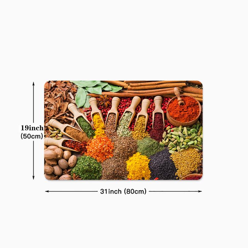 Vintage Boho Anti-Fatigue Kitchen Seasoning Pattern Carpet Mat