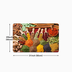 Vintage Boho Anti-Fatigue Kitchen Seasoning Pattern Carpet Mat