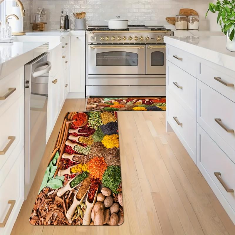 Vintage Boho Anti-Fatigue Kitchen Seasoning Pattern Carpet Mat