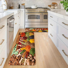 Vintage Boho Anti-Fatigue Kitchen Seasoning Pattern Carpet Mat