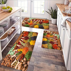 Vintage Boho Anti-Fatigue Kitchen Seasoning Pattern Carpet Mat