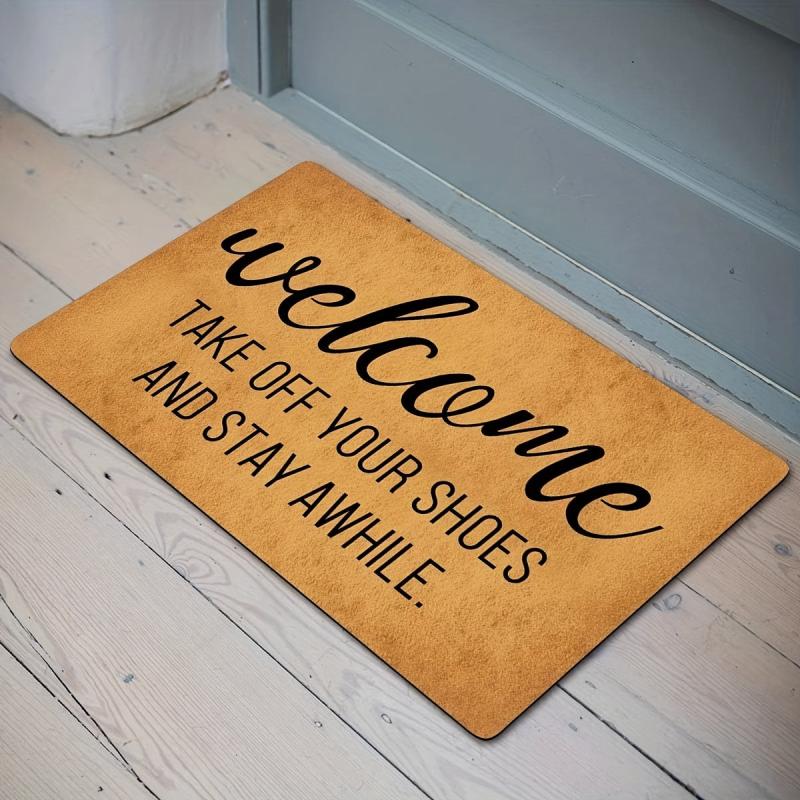 Indoor Outdoor Welcome Doormat, Absorbent Bath Mat, Machine Washable