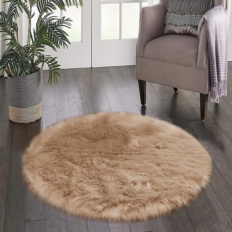 Soft Fluffy Faux Fur Shaggy Rug - Khaki