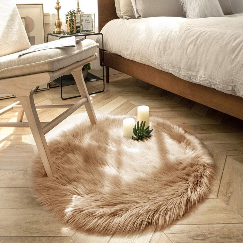 Soft Fluffy Faux Fur Shaggy Rug - Khaki