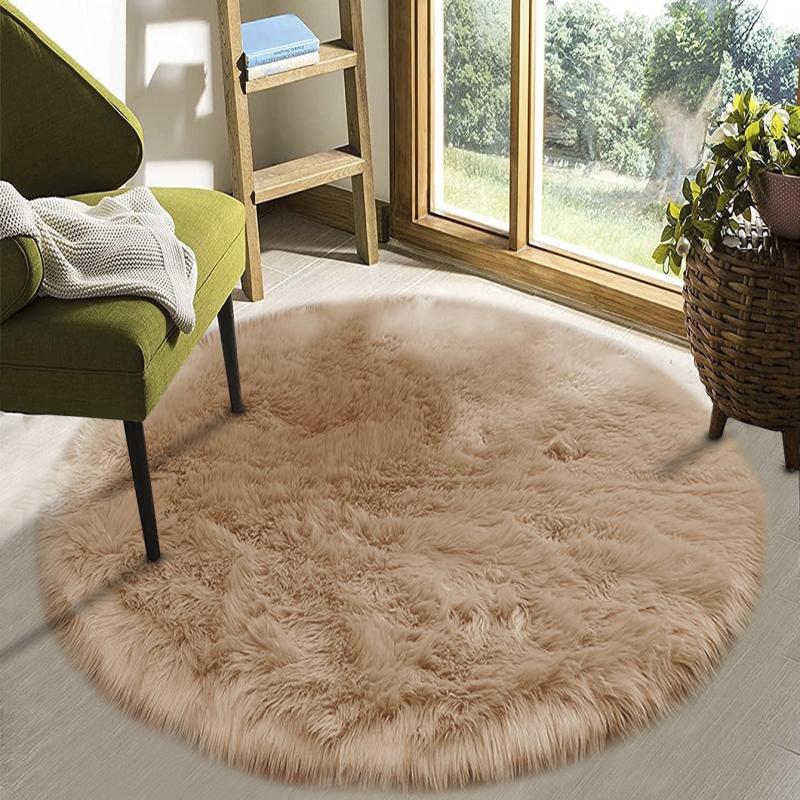 Soft Fluffy Faux Fur Shaggy Rug - Khaki
