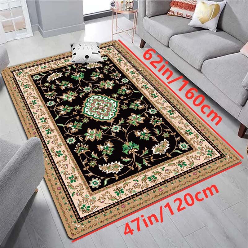 European Persian Rugs Symmetric Floral Green Pattern Soft Kids Room Throw