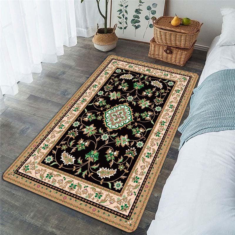 European Persian Rugs Symmetric Floral Green Pattern Soft Kids Room Throw