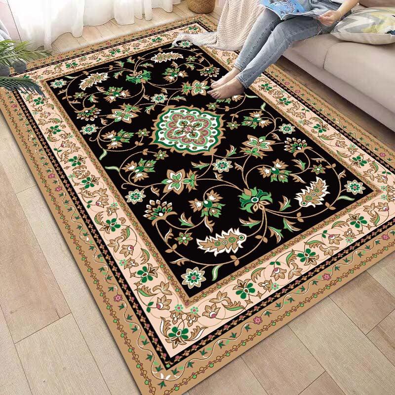 European Persian Rugs Symmetric Floral Green Pattern Soft Kids Room Throw