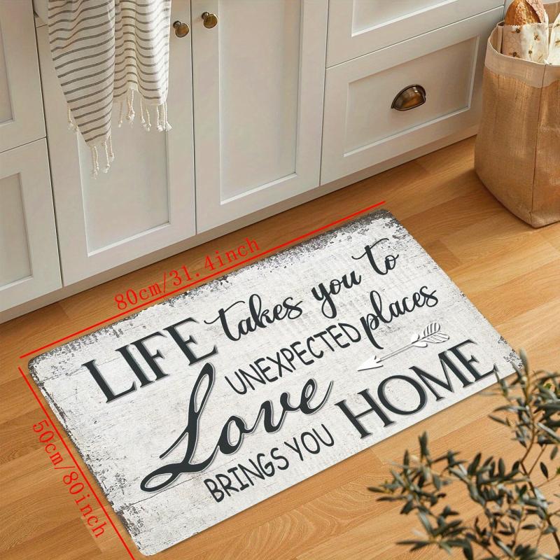 Vintage Print Kitchen Rug Anti Slip Absorbent Soft Quick Dry