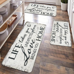 Vintage Print Kitchen Rug Anti Slip Absorbent Soft Quick Dry