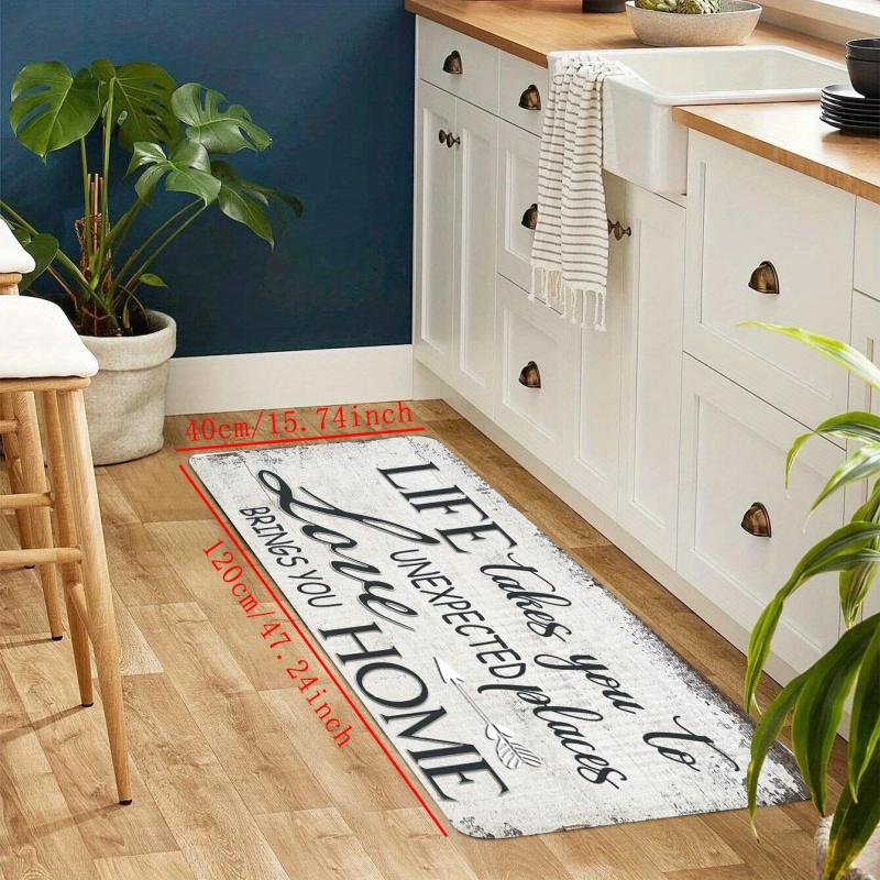 Vintage Print Kitchen Rug Anti Slip Absorbent Soft Quick Dry
