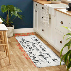 Vintage Print Kitchen Rug Anti Slip Absorbent Soft Quick Dry