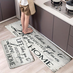 Vintage Print Kitchen Rug Anti Slip Absorbent Soft Quick Dry