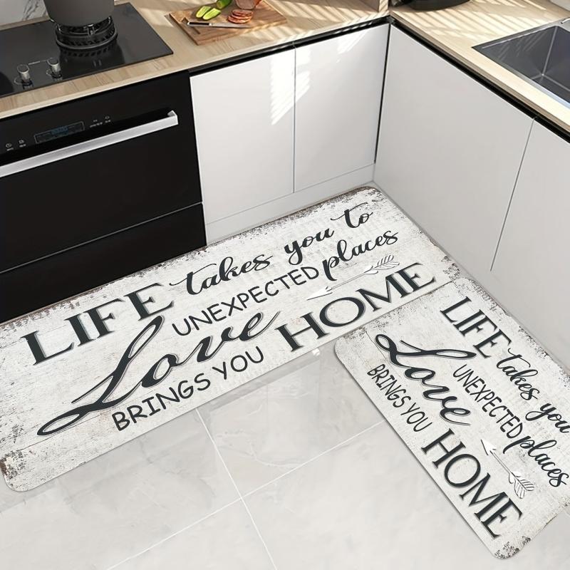Vintage Print Kitchen Rug Anti Slip Absorbent Soft Quick Dry