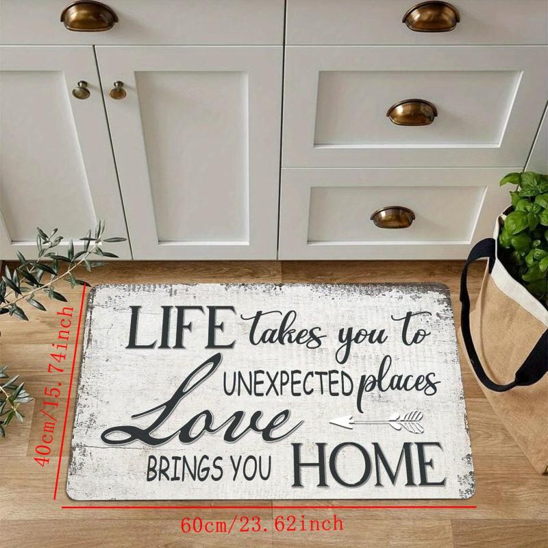 Vintage Print Kitchen Rug Anti Slip Absorbent Soft Quick Dry