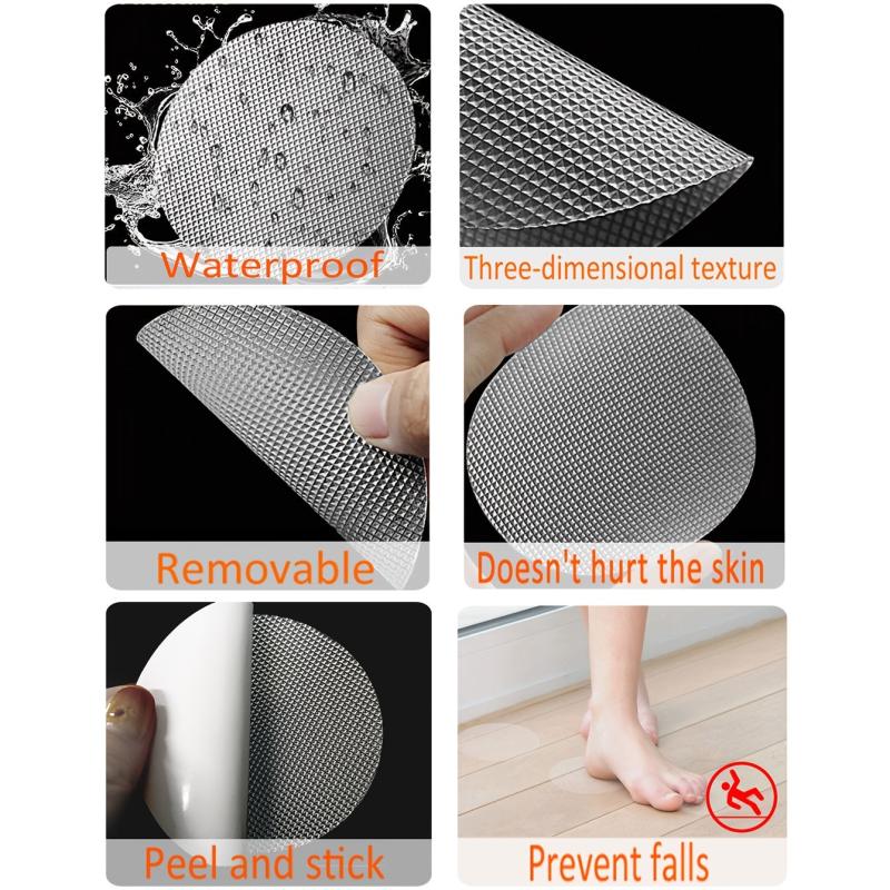 10pcs Waterproof Anti Slip Stickers for Bathroom - Transparent PEVA Tape