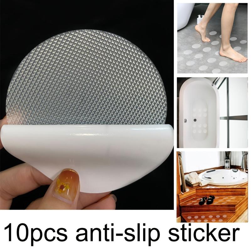10pcs Waterproof Anti Slip Stickers for Bathroom - Transparent PEVA Tape