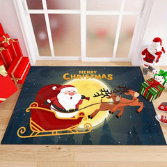1pc Retro Santa Claus Deer Kitchen Rug