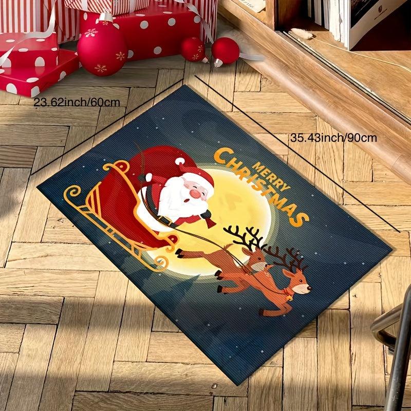 1pc Retro Santa Claus Deer Kitchen Rug