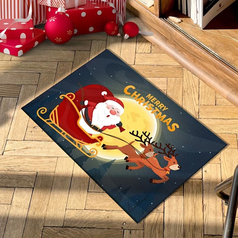 1pc Retro Santa Claus Deer Kitchen Rug