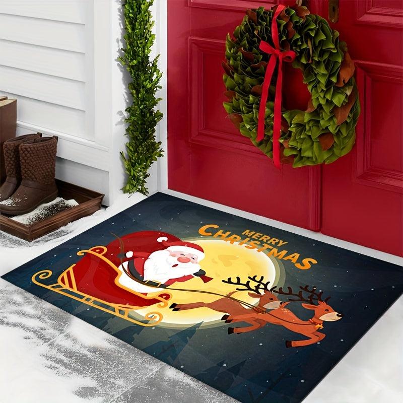 1pc Retro Santa Claus Deer Kitchen Rug