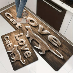 Wood Print Kitchen Rug Soft Anti Fatigue Comfortable Mat
