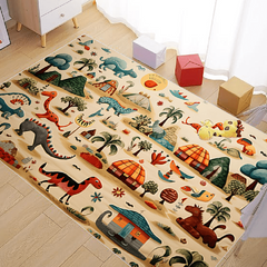 Non Slip Dinosaur Park Carpet for Kids Early Educational Floor Mat