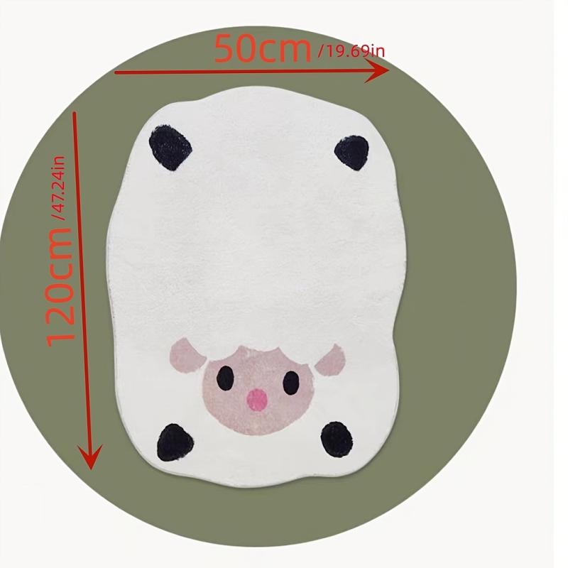 Cartoon Sheep Shaped Area Rug Non Slip Washable Polyester Floor Mat