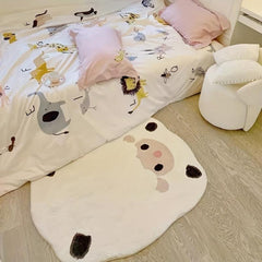 Cartoon Sheep Shaped Area Rug Non Slip Washable Polyester Floor Mat