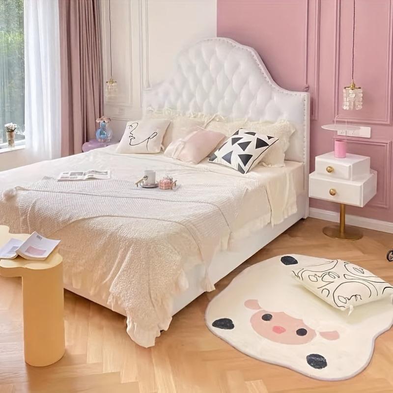 Cartoon Sheep Shaped Area Rug Non Slip Washable Polyester Floor Mat