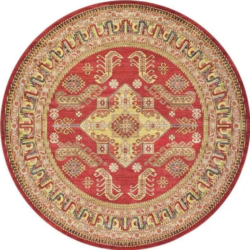 American Retro Round Carpet for Living Room Decor