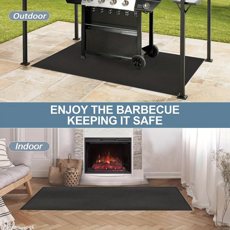 Fireproof BBQ Mat 91x127cm Outdoor Grill Floor Pads Waterproof Patio Protector