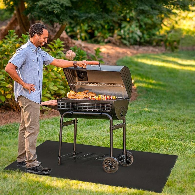 Fireproof BBQ Mat 91x127cm Outdoor Grill Floor Pads Waterproof Patio Protector
