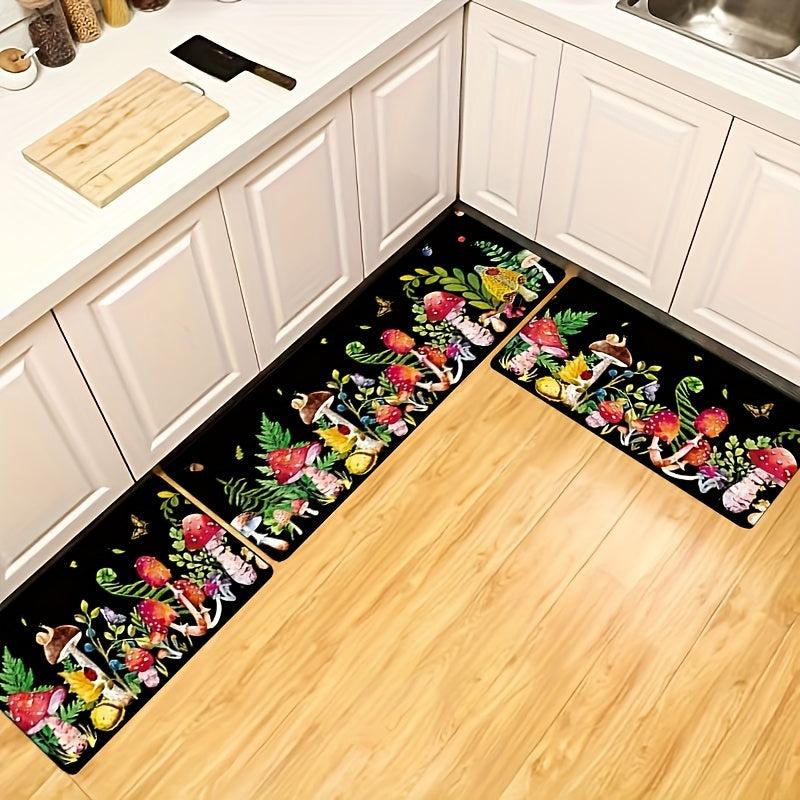 Red Mushroom Kitchen Rugs Non Slip