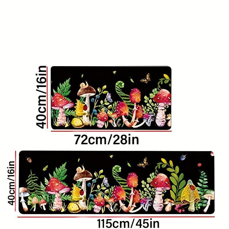 Red Mushroom Kitchen Rugs Non Slip