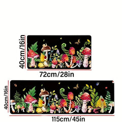 Red Mushroom Kitchen Rugs Non Slip