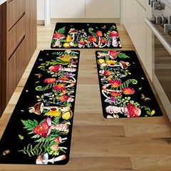 Red Mushroom Kitchen Rugs Non Slip
